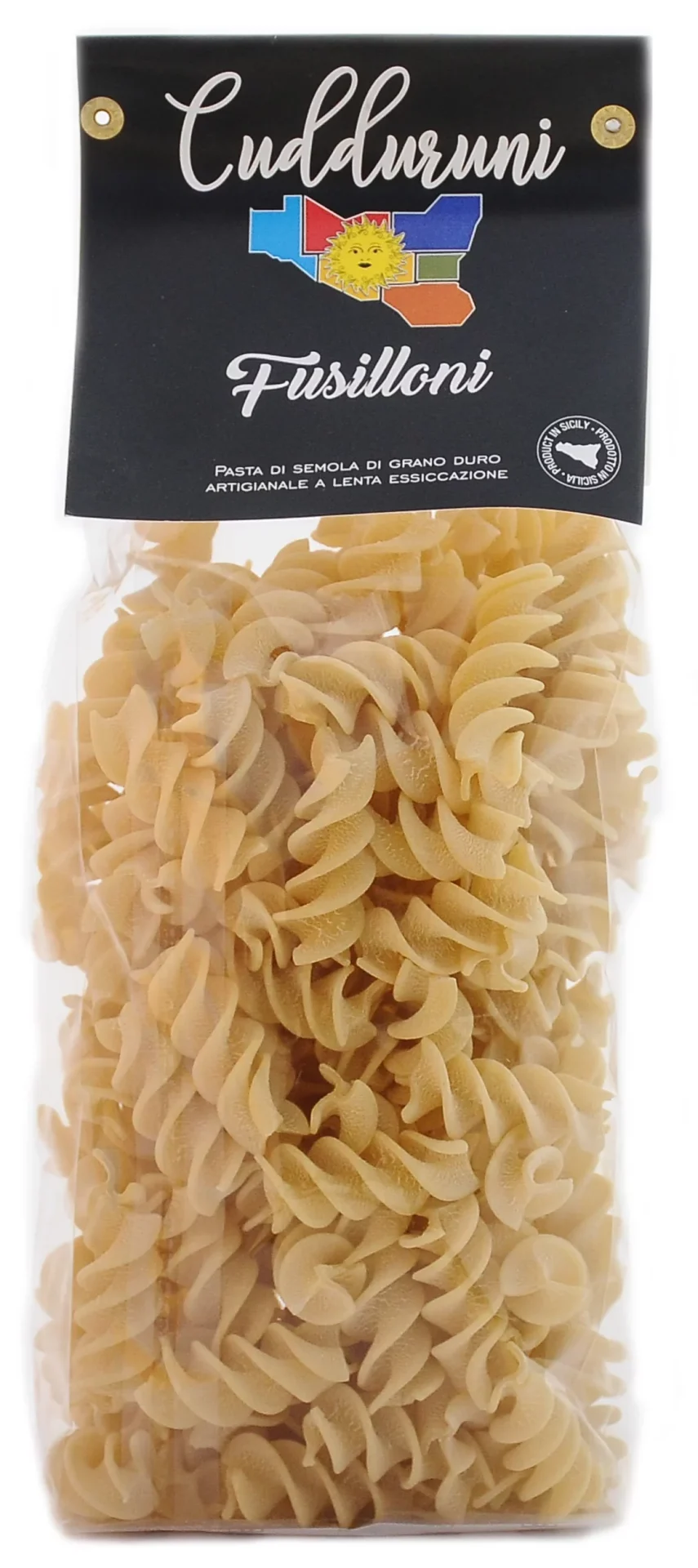 Pasta di semola di grano duro artigianale a lenta esiccazione trafilata in bronzo - Ingredienti: Semola di grano duro, acqua.