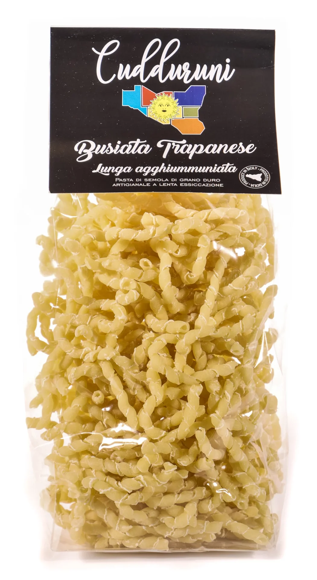 Pasta di semola di grano duro artigianale a lenta esiccazione trafilata in bronzo - Ingredienti: Semola di grano duro, acqua.