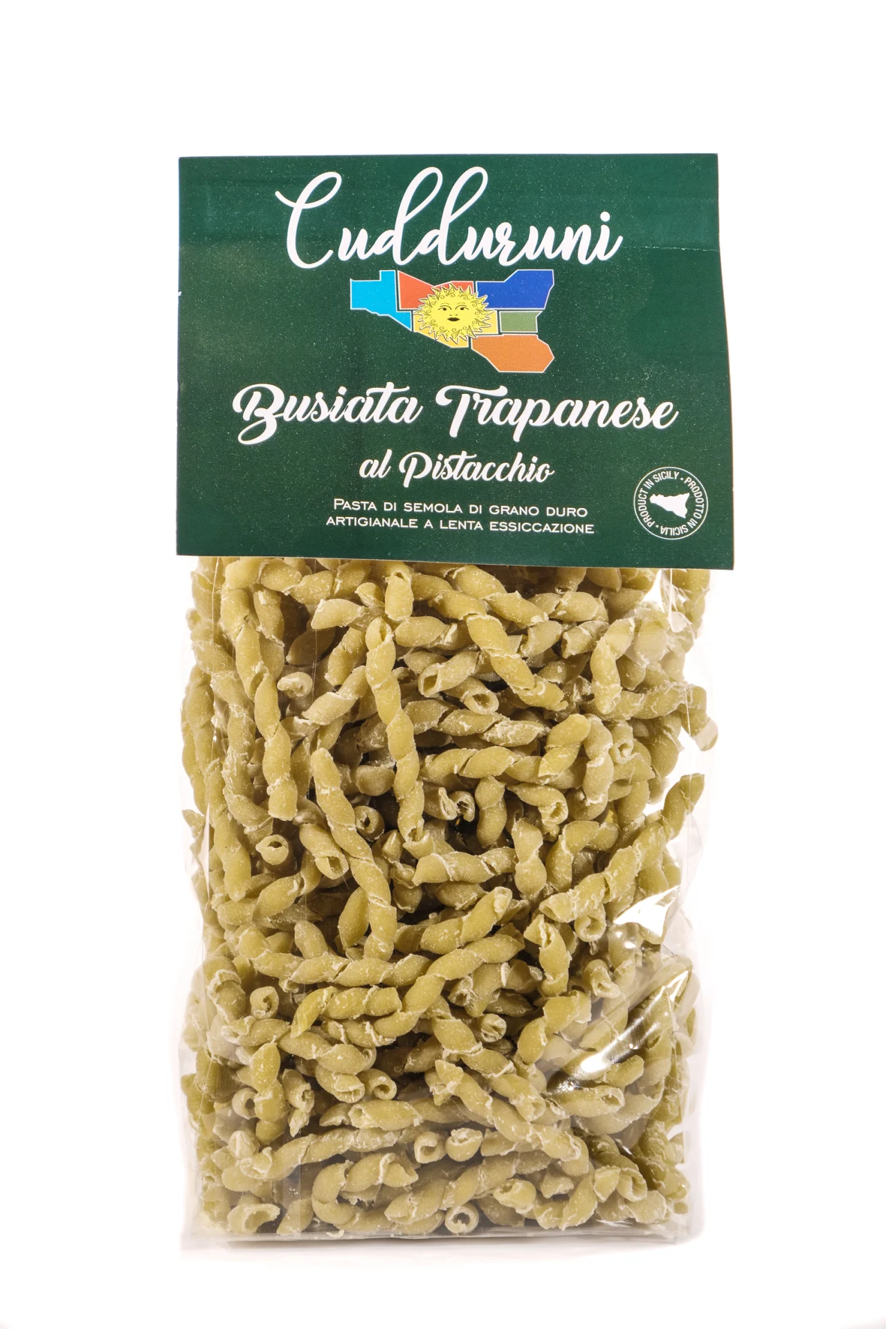 Pasta di semola di grano duro artigianale a lenta esiccazione trafilata in bronzo - Ingredienti: Semola di grano duro, acqua.