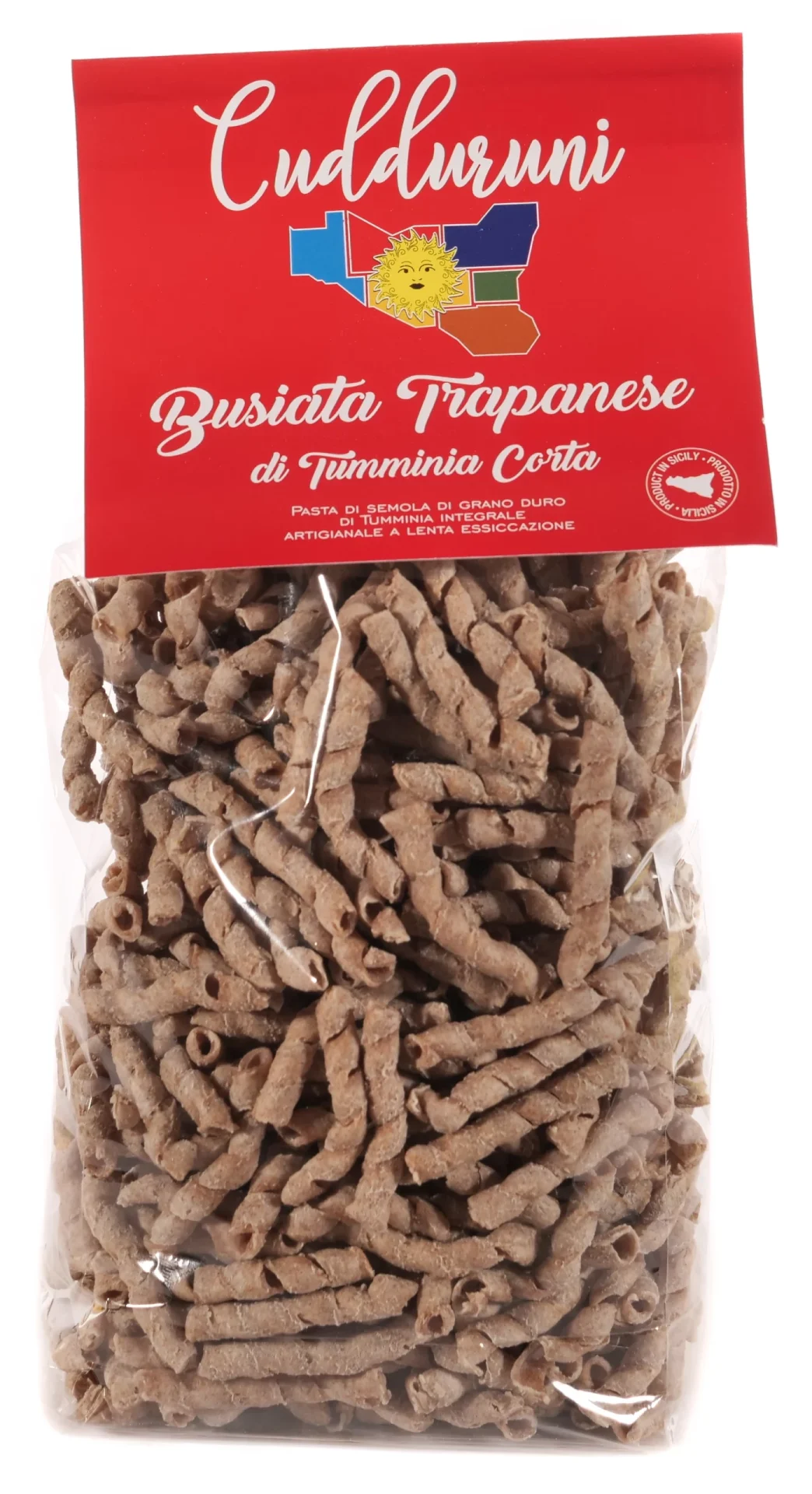 Pasta di semola di grano duro artigianale a lenta esiccazione trafilata in bronzo - Ingredienti: Semola di grano duro, acqua.